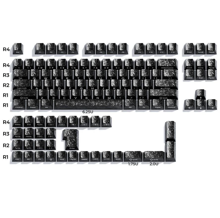 XVX Forged Carbon Fiber Keycaps Cherry Side Profile Shine Through Dye sub PC Keycap 119-Keys