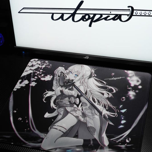 Utopia Gaming Black Blade 2 Poron Base Gaming Mousepad Anime (Hybrid-Control) Saturn Pro Surface