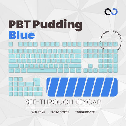 Keycaps PBT Pudding Biru / Blue OEM Profile Shine-Through Keycap