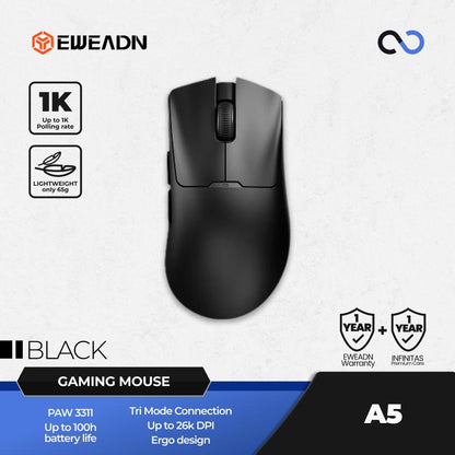 EWEADN A5 Wireless Light Weight PAW3311 Ergonomic Gaming Mouse Deathadder V3 Shape