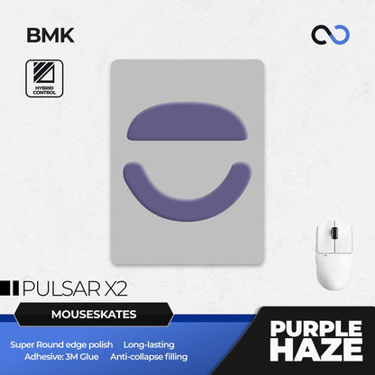 BMK Purple Haze Pro Pulsar X2 Series / X2H / X2A Mouse Feet / Mouse Skate PTFE Obsidian Air Clone (Hybrid-Control)