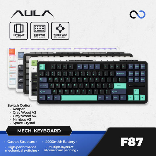 AULA F87 PBT Wireless Gasket Hotswap TKL Mechanical Gaming Keyboard
