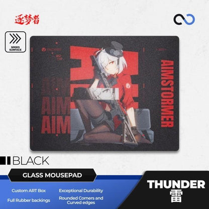 Dream Gamer Thunder V3 Rubber Base Tempered Glass Gaming Mousepad Kaca (Speed)