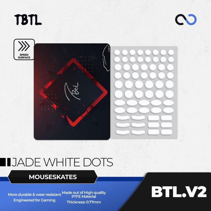 TBTL BTL V2 Jade White Dots Universal Mouse Feet / Mouse Skate PTFE for Cloth Mouse pad (Speed)