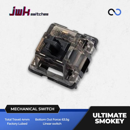 JWK / JWICK Black Ultimate Smokey Mechanical Keyboard PCB Mount Switch (Linear)