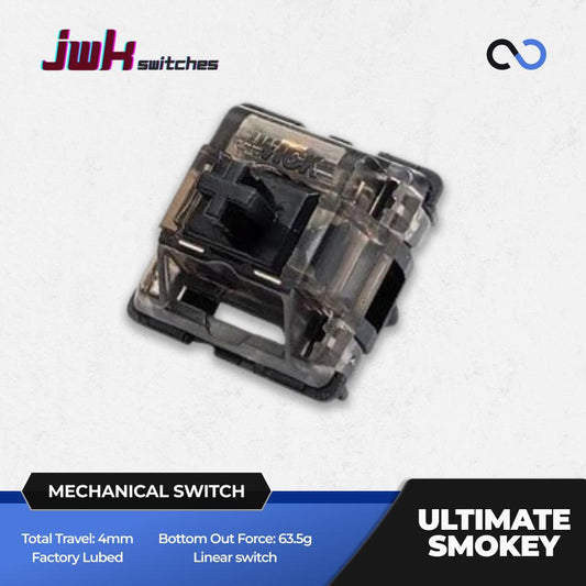 JWK / JWICK Black Ultimate Smokey Mechanical Keyboard PCB Mount Switch (Linear)