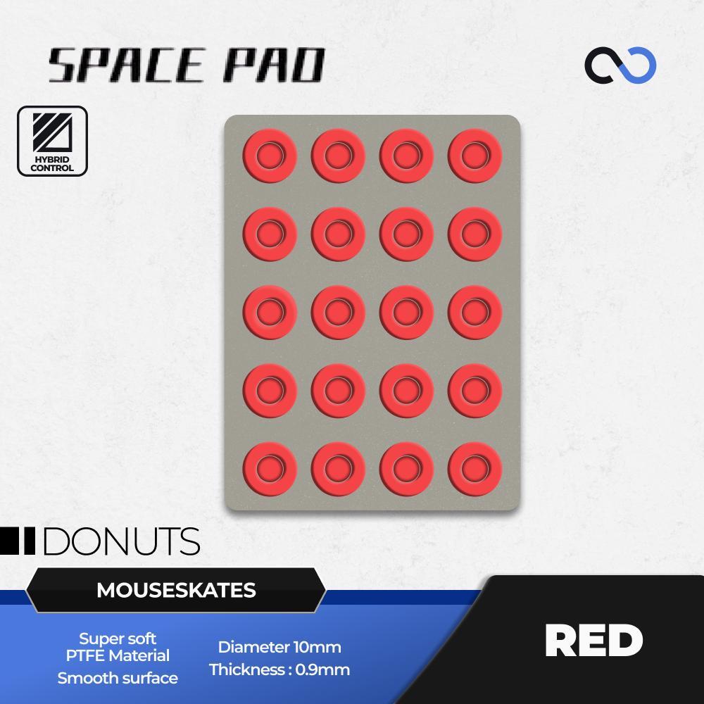 Spacepad Red Donuts Universal Gaming Mouse Feet / Mouse Skate PTFE (Hybrid-Control)