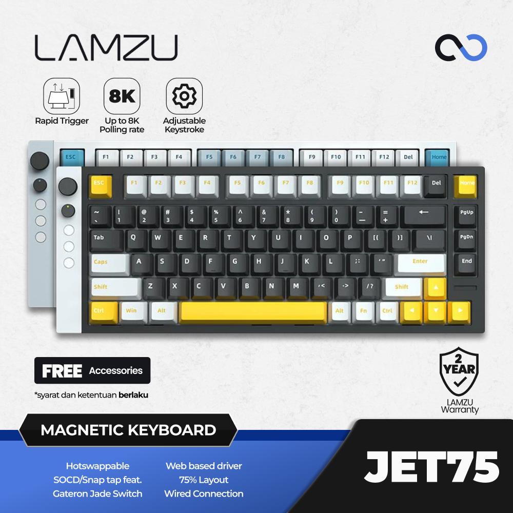 LAMZU JET75 HE 8K Hall Effect 75% Gaming Keyboard Aluminum Rapid Trigger SOCD DKS Wooting