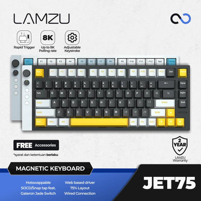 LAMZU JET75 HE 8K Hall Effect 75% Gaming Keyboard Aluminum Rapid Trigger SOCD DKS Wooting