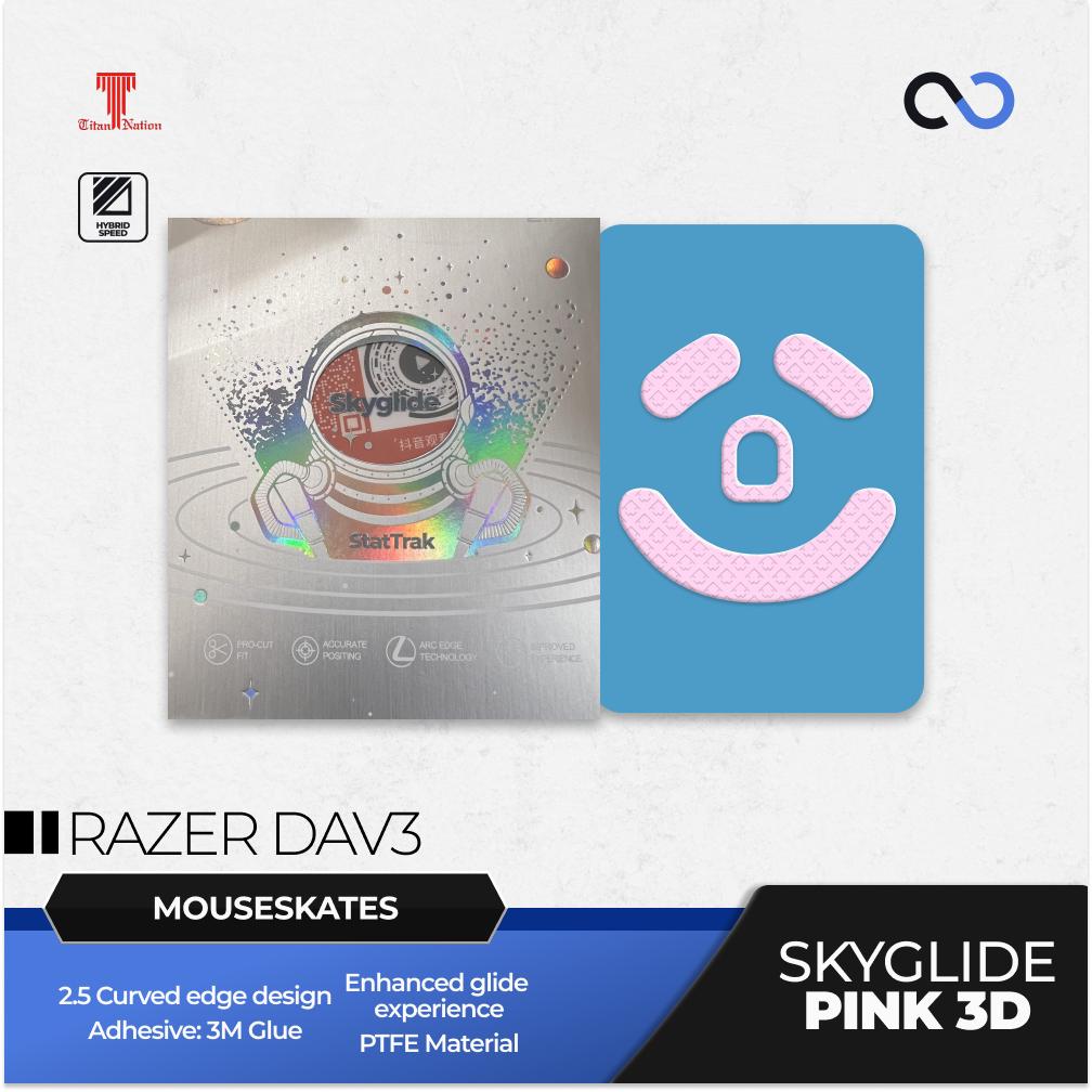 Skyglide StatTrak Pink 3D Razer Deathadder V3 Pro / Razer Deathadder V3 Gaming Mouse Feet / Mouse Skate PTFE (Hybrid-Control)