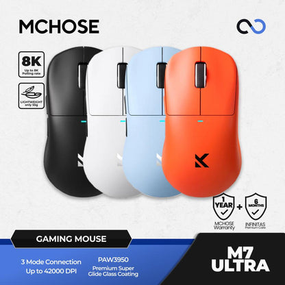 MCHOSE M7 Ultra 8K Wireless Ultra Light Weight PAW3950 Gaming Mouse U2 Shape