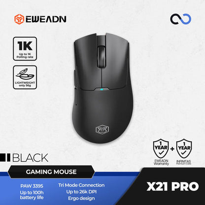 EWEADN X21 Pro Wireless Light Weight Ergonomic PAW3395 Gaming Mouse
