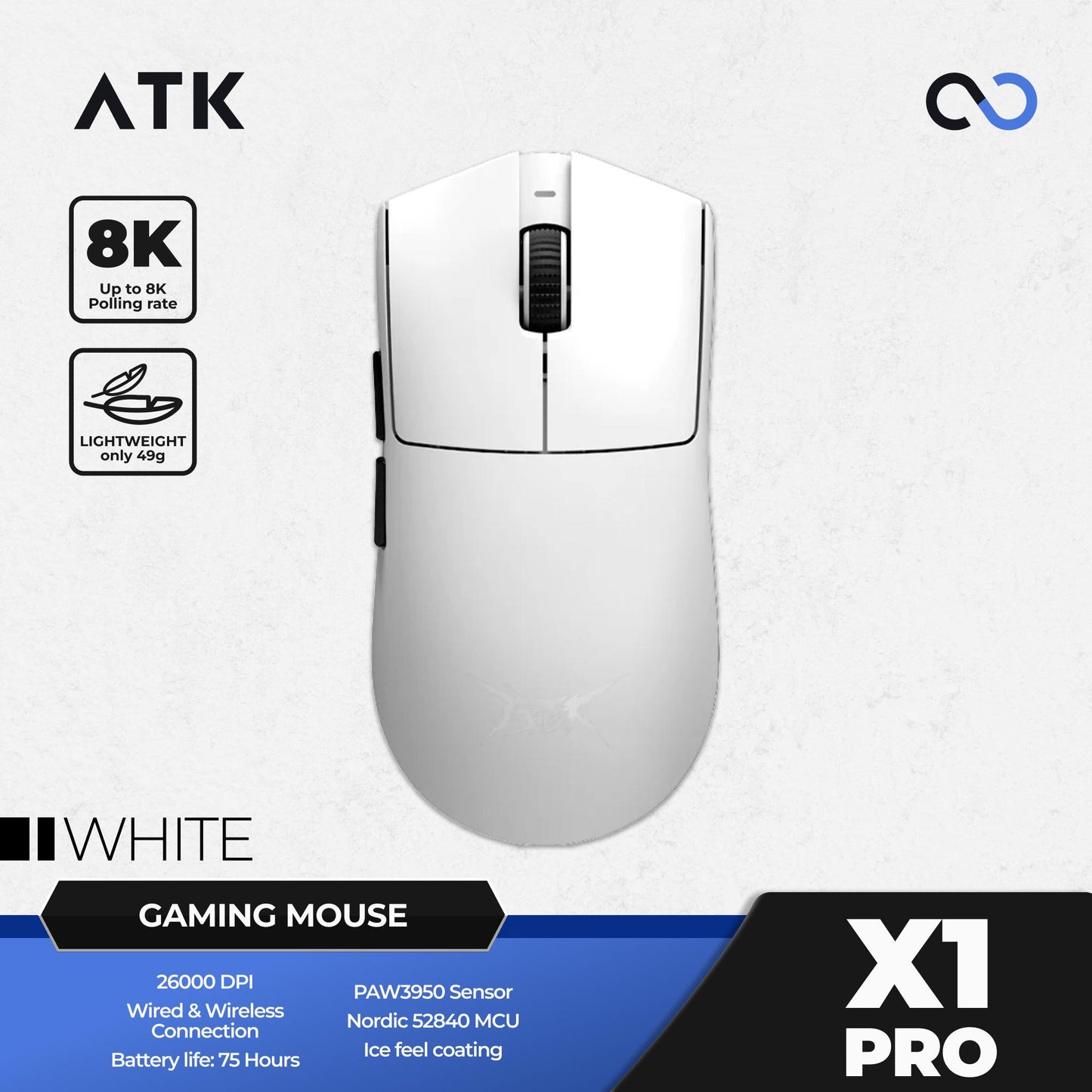 ATK X1 PRO Blazing Sky 8K Wireless Light Weight Gaming Mouse
