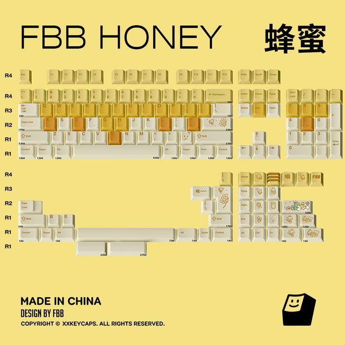 FBB Honey Keycaps Cherry Profile Dye sub PBT Keycap 174-Keys