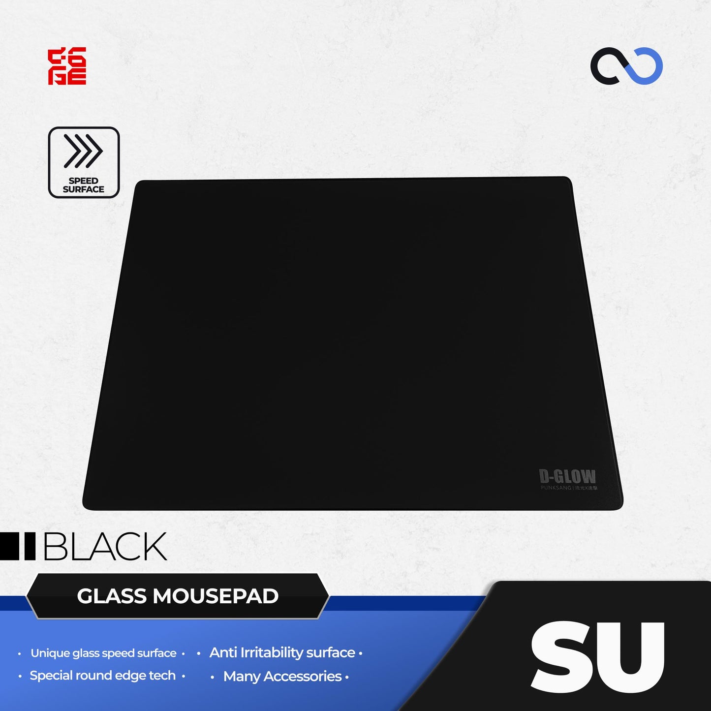 D-Glow SU Silicone Base Glass Gaming Mousepad Kaca (Speed)