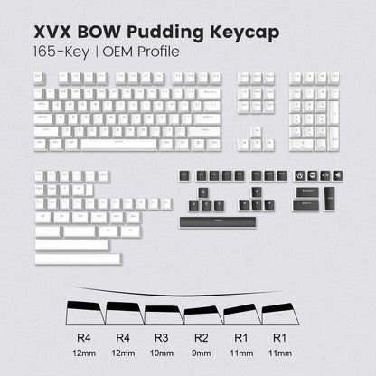 XVX Black On White / BOW Pudding Keycaps OEM Profile Double Shot Shine Through PBT Keycap 165-Keys