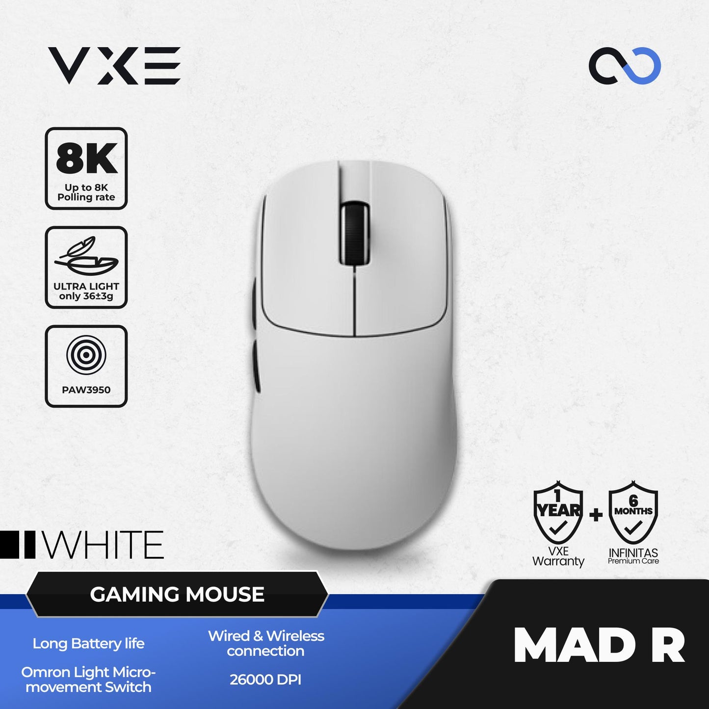VGN VXE MAD R 8K Wireless Light Weight Gaming Mouse