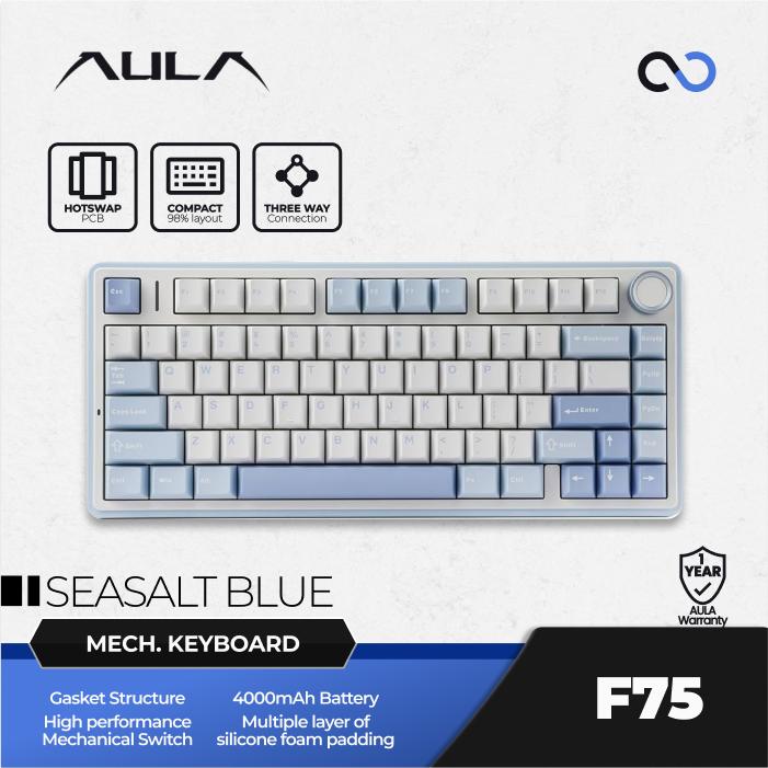 AULA F75 PBT Wireless Gasket Hotswap 75% Mechanical Keyboard with Knob Bluetooth / 2.4ghz / Wired