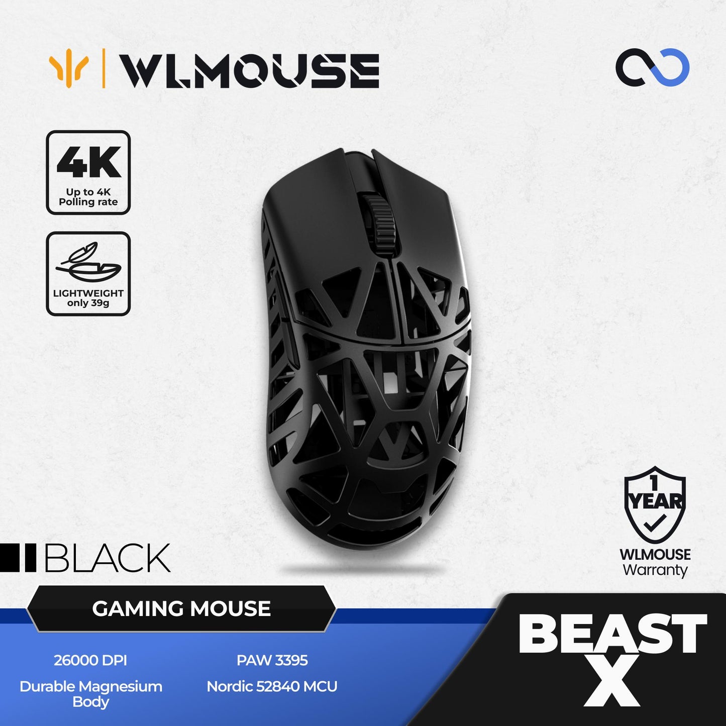 WLMouse Beast X / BeastX Super Light Magnesium Wireless Gaming Mouse