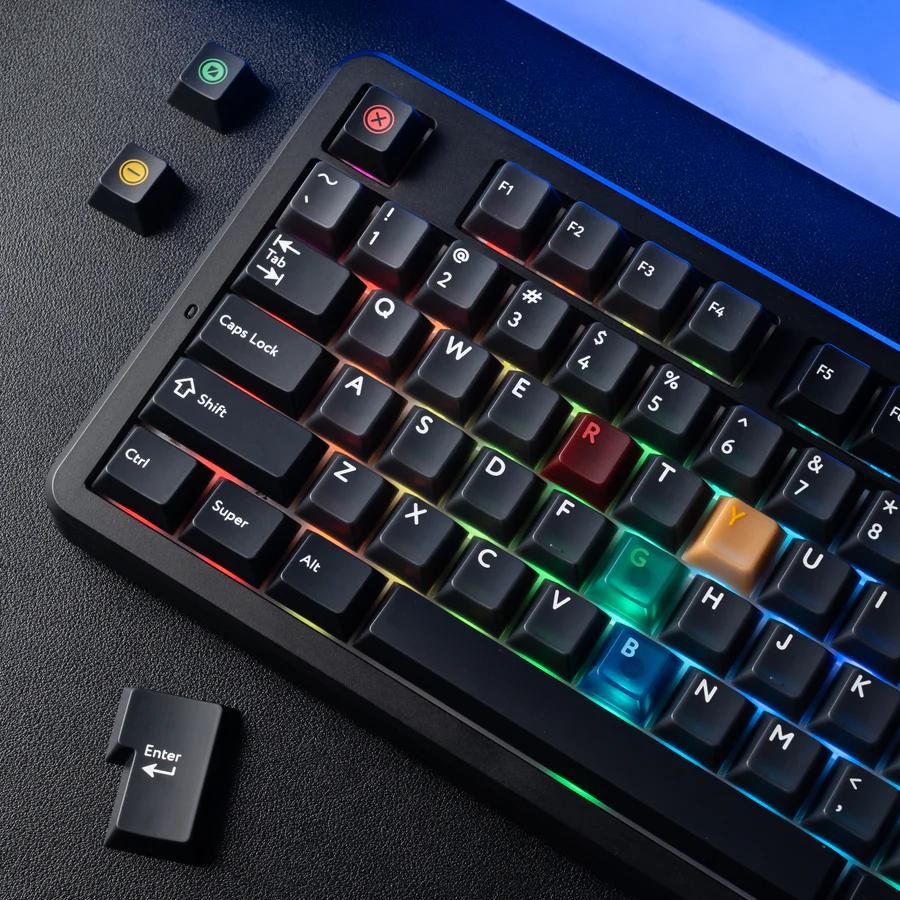 XVX Frost Retro Dark Light R2 / Soft Blue Red Jade Keycaps Cherry Profile Double Shot + UV Print Shine Through PBT + PC Keycap 142-Keys