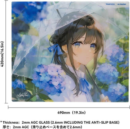 Talongames Ultrapad Nagisa Poron Base AGC Japanese CNC Tempered Glass Gaming Mousepad Kaca (Hybrid-Control)