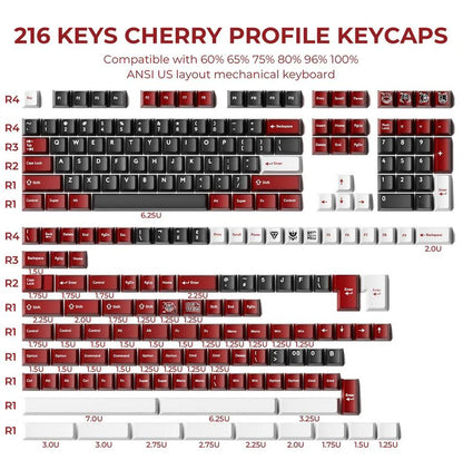 XVX Crimson Alloy / Quantum Flame Keycaps Cherry Profile PBT+PC Double Shot Keycap 216-Keys