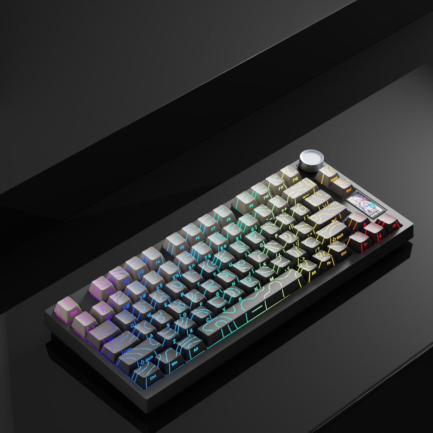 EWEADN X75 PBT Wireless Gasket Hotswap 75% Mechanical Keyboard with TFT Screen and Knob Bluetooth / 2.4ghz / Wired