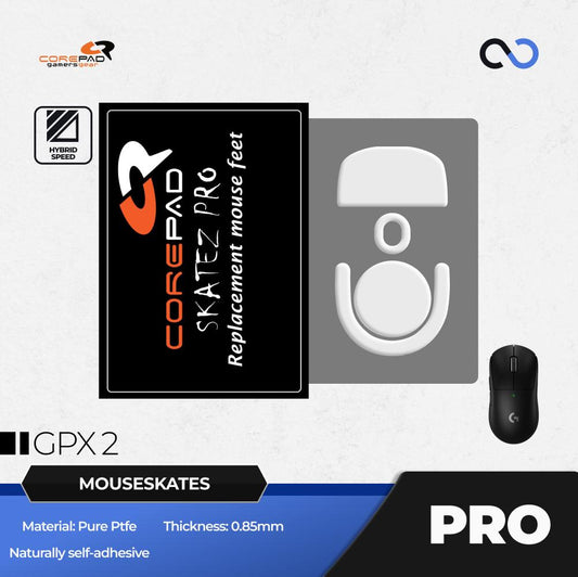 Corepad PRO G Pro X Superlight 2 / GPX 2 PTFE Mouse Feet / Mouse Skate for Cloth Mouse pad (Speed-Hybrid)