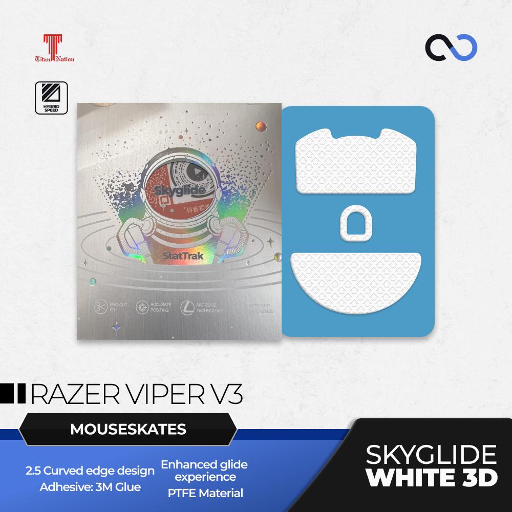 Skyglide StatTrak White 3D Viper V3 Pro Gaming Mouse Feet / Mouse Skate PTFE (Hybrid)
