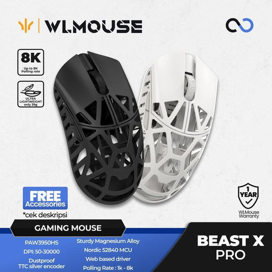 WLMouse Beast X Pro 8k Super Light Magnesium Wireless ambidextrous Gaming Mouse