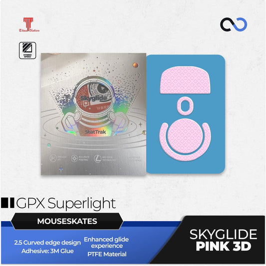 Skyglide StatTrak Pink 3D Logitech G Pro X Superlight / GPX Gaming Mouse Feet / Mouse Skate PTFE (Hybrid-Control)