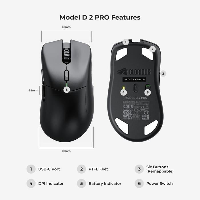 Glorious Model D2 Pro / D 2 Pro 4K/8k Light Weight Gaming Mouse
