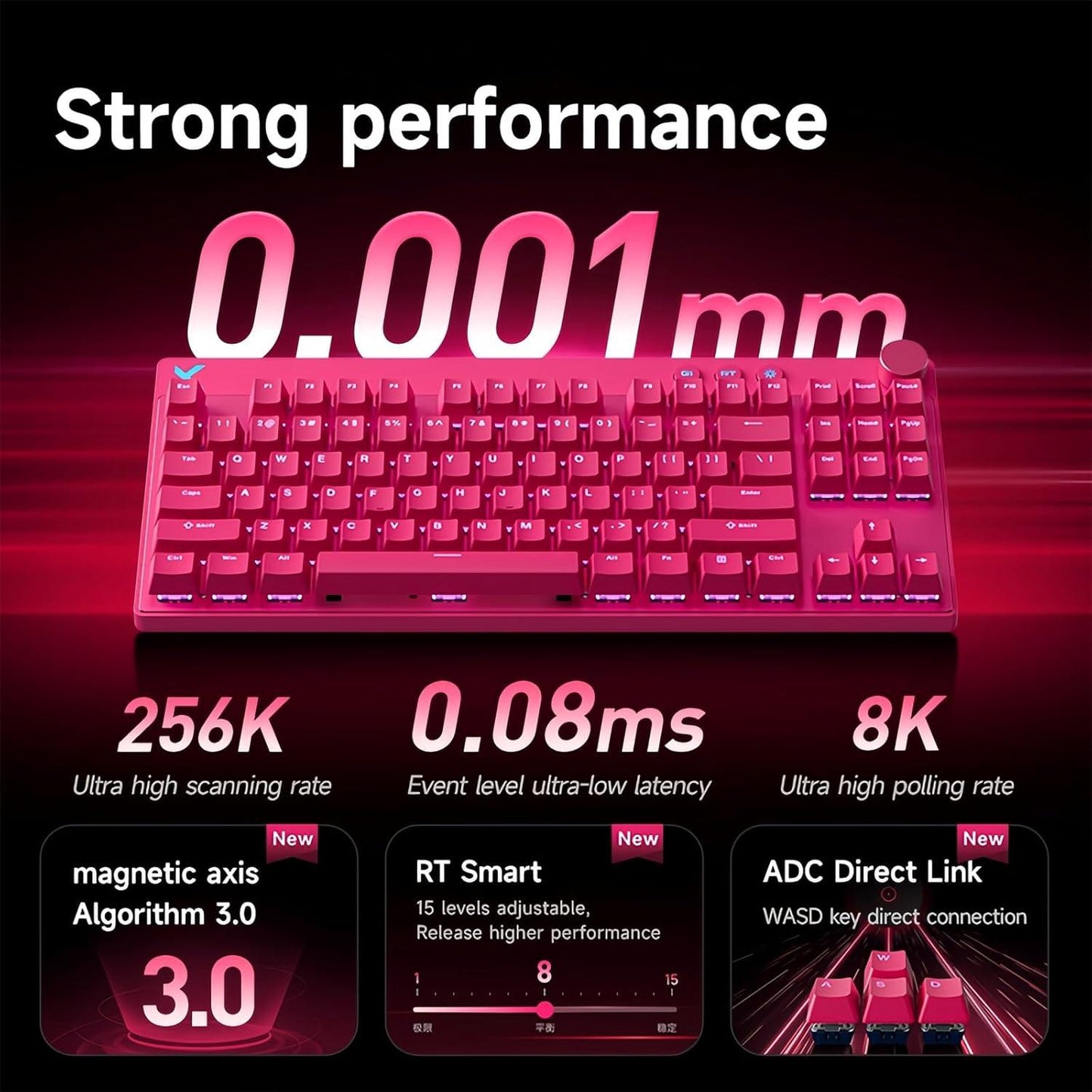 MCHOSE MIX87 E-Sports 8K Hall Effect TKL Magentic Gaming Keyboard Rapid Trigger SOCD DKS Wooting