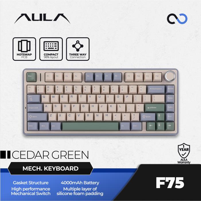 AULA F75 PBT Wireless Gasket Hotswap 75% Mechanical Keyboard with Knob Bluetooth / 2.4ghz / Wired