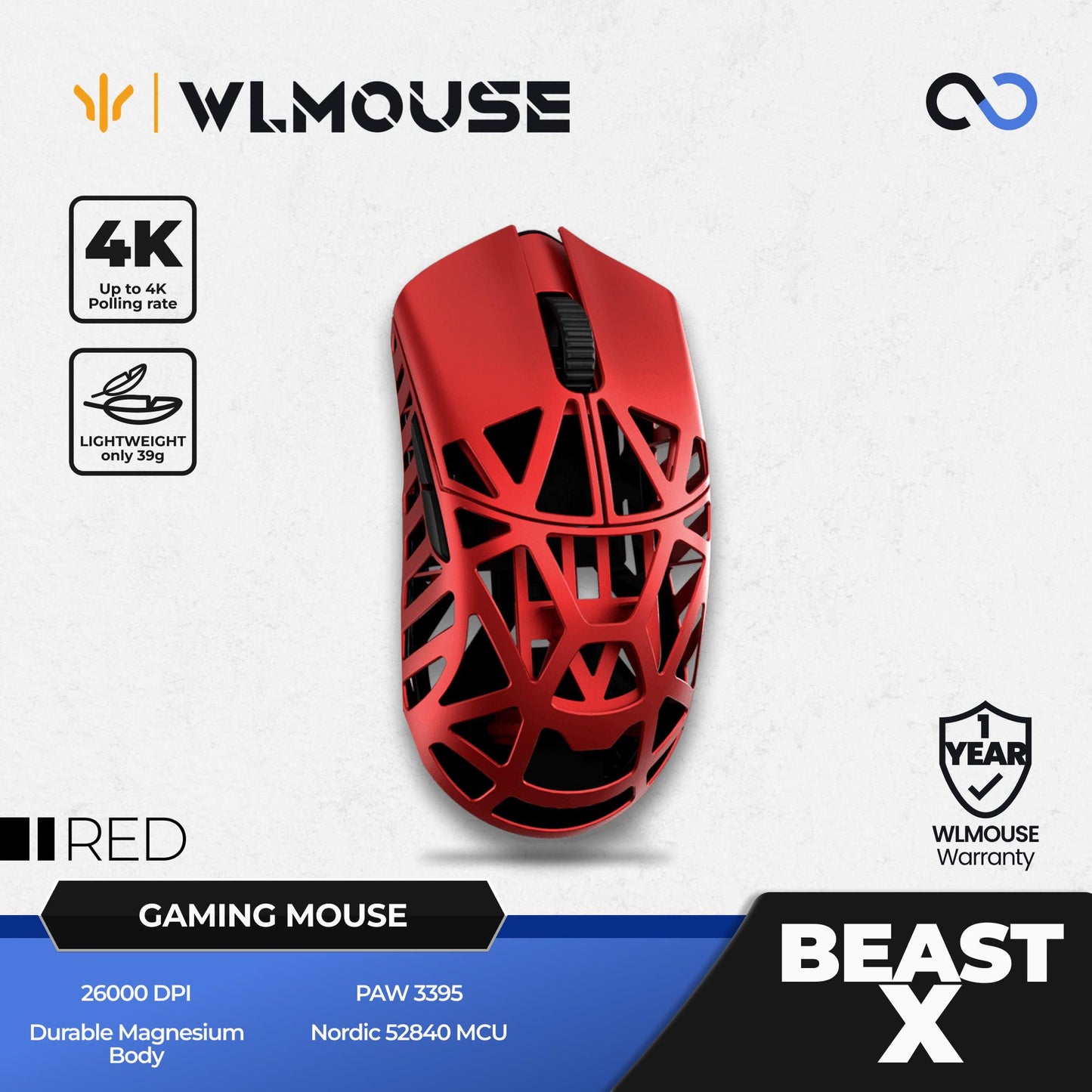 WLMouse Beast X / BeastX Super Light Magnesium Wireless Gaming Mouse