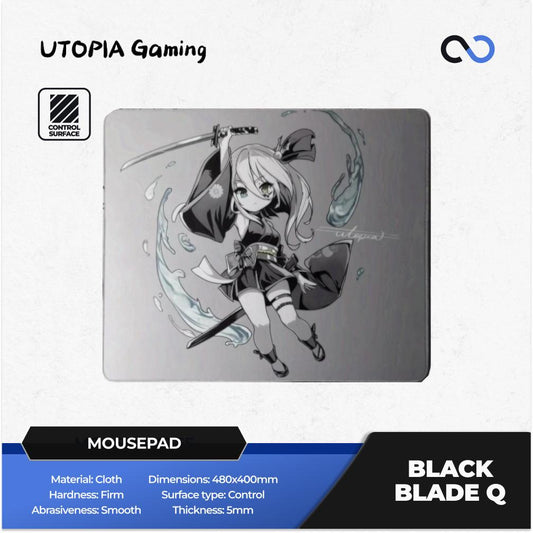 Utopia Gaming Black Blade Q Rubber Base Gaming Mousepad Anime (Control) Type-99 Surface