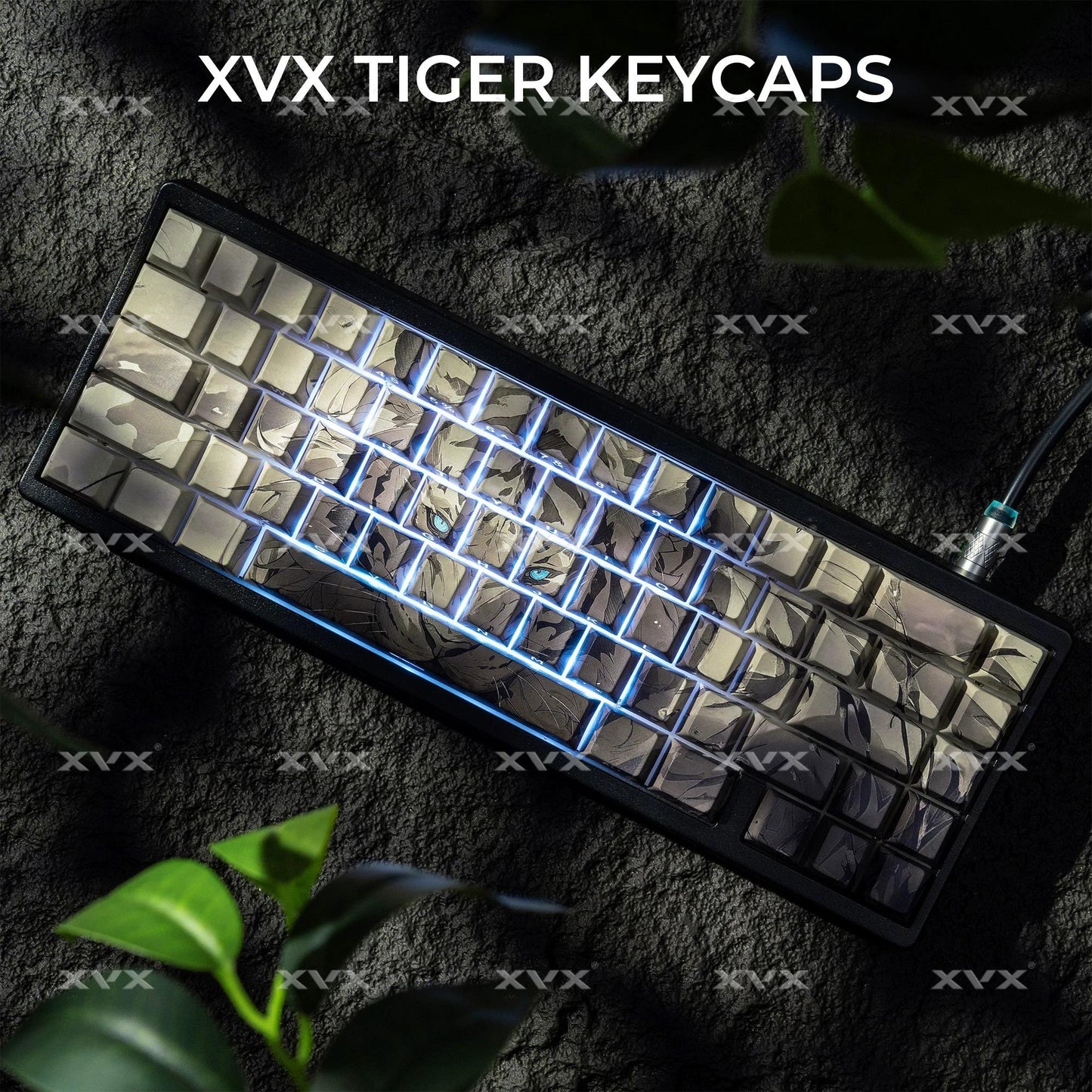 XVX White Tiger Theme Keycaps Cherry Profile Dye sub Shine Through PBT Keycap 134-Keys