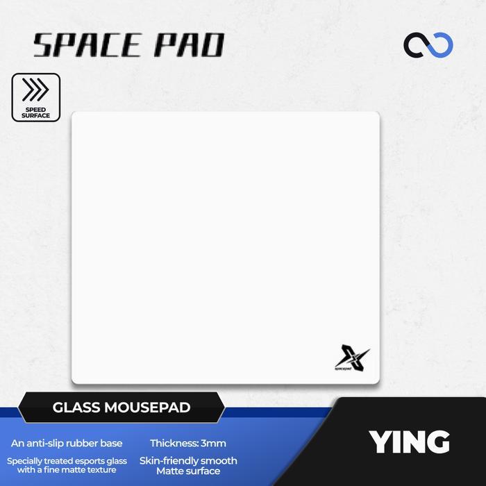 Spacepad Ying V2 Poron Base NON-COATED Tempered Glass Gaming Mousepad Kaca (Speed)
