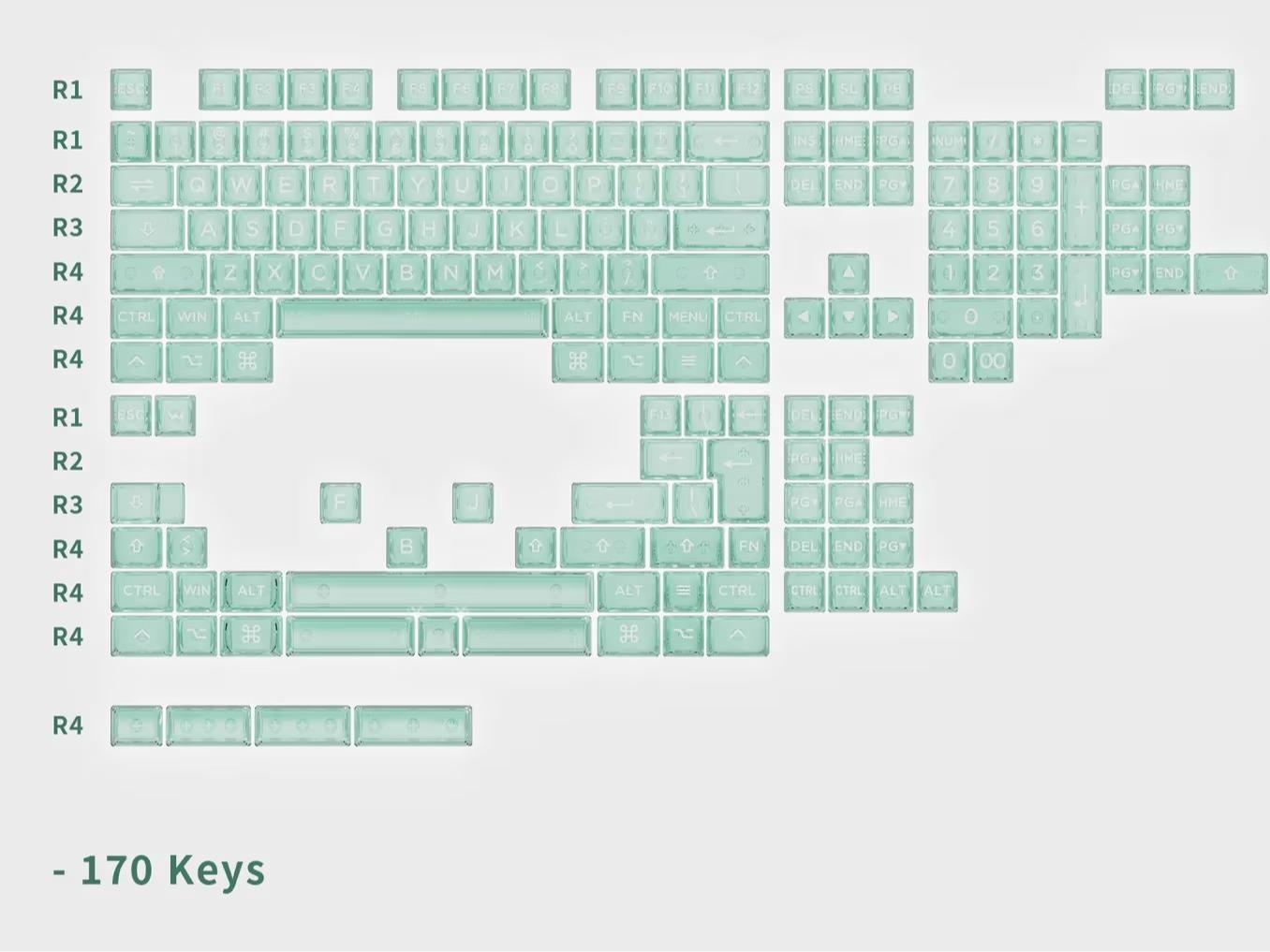 Wuque Studio WS Mountain Teal Amber Series Keycaps Cherry Profile Doubleshot PC Keycap 170-Keys