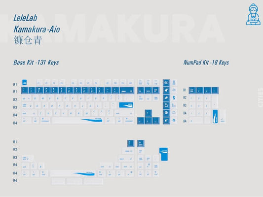 LeleLab Kamakura-Aoi Keycaps Cherry Profile UV Printed ABS Keycap 131-Keys