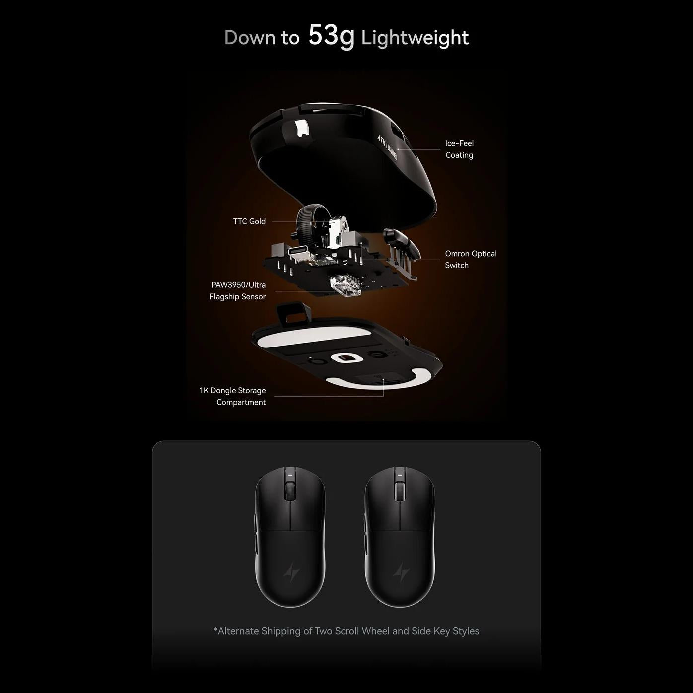 ATK A9 ULTRA 8K Wireless Light Weight PAW3950Ultra Gaming Mouse GPX shape