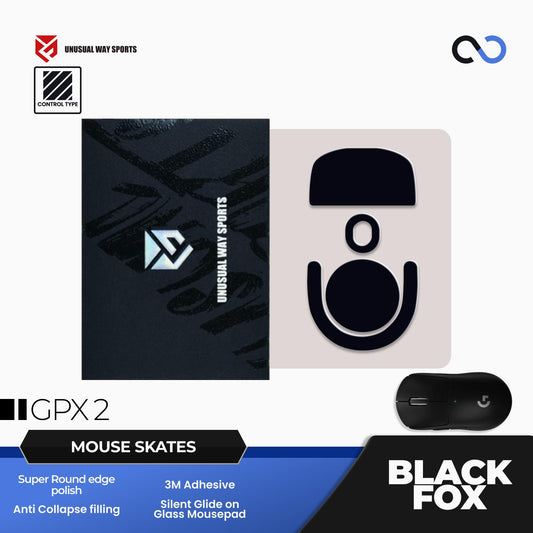 Unusual Way Sports Black Fox Logitech G Pro X Superlight 2 / GPX 2 Gaming Mouse Feet / Mouse Skate UHMW-PE (Control)
