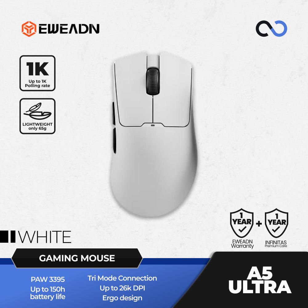 EWEADN A5 ULTRA Wireless Light Weight PAW3395 Ergonomic Gaming Mouse Deathadder V3 Shape