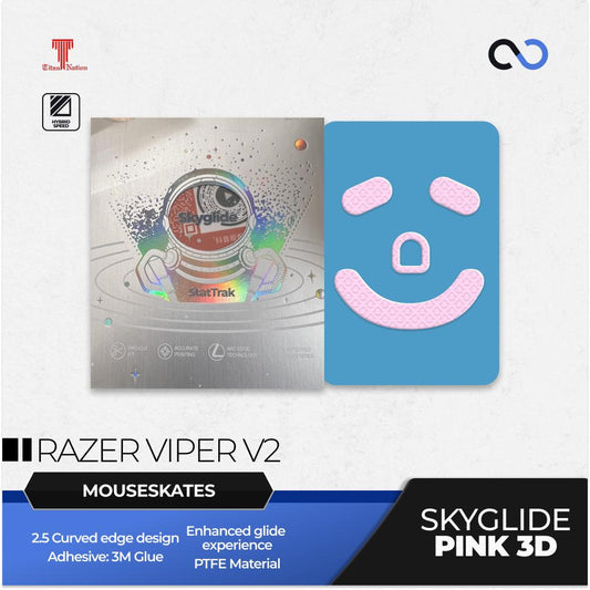 Skyglide StatTrak Pink 3D Viper V2 Pro Gaming Mouse Feet / Mouse Skate PTFE (Hybrid-Control)