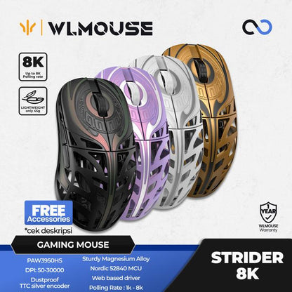 WLMouse Strider 8k Super Light Magnesium Wireless Gaming Mouse XM2 Shape