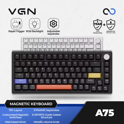 VGN A75 Hall Effect 75% Gasket Mount Keyboard Knob Rapid Trigger Wooting