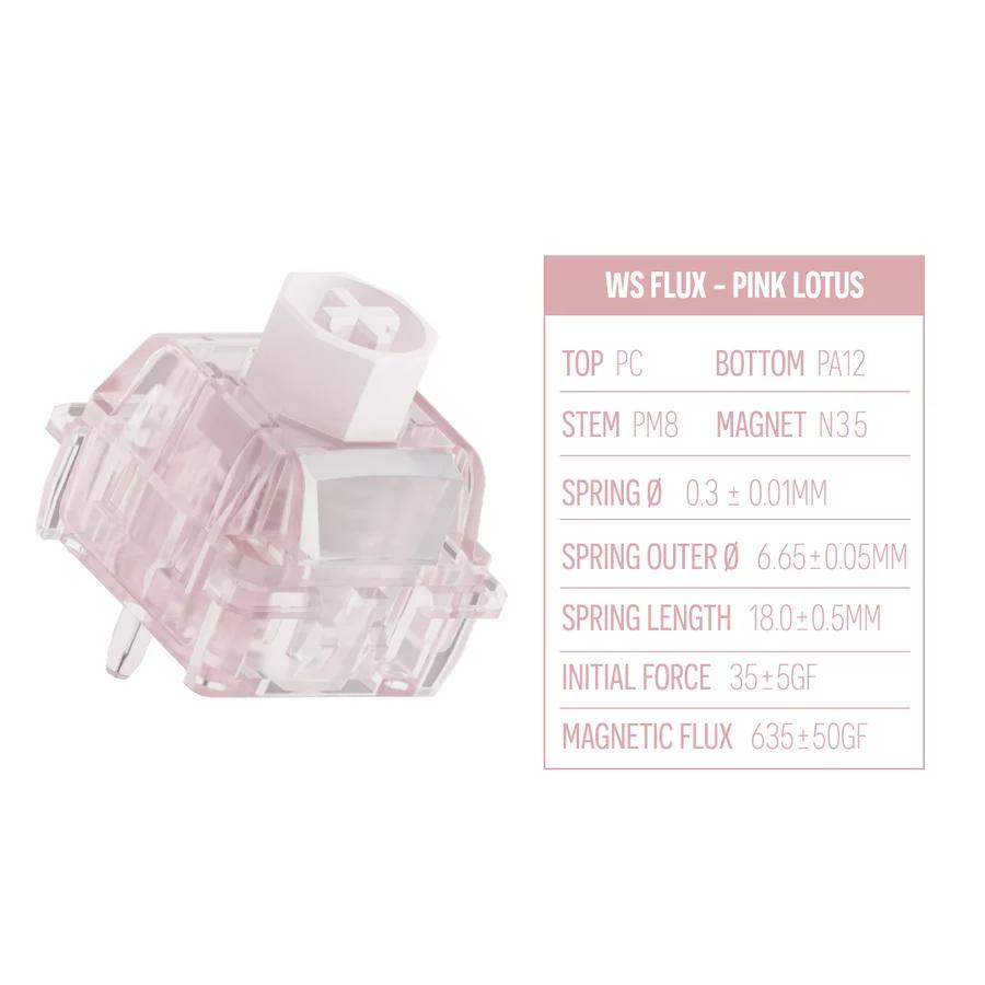 Wuque Studio WS Flux Pink Lotus Hall Effect Keyboard Magnetic Switch (Linear)