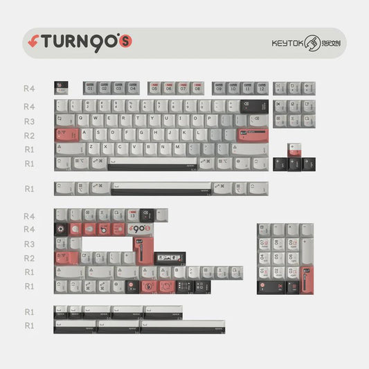 Keytok Turn To 90'S Keycaps Cherry Profile Dye sub Printed PBT 142-Keys