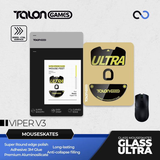 TALONGAMES Glass ULTRA Razer Viper V3 Pro Glass Mouse Feet / Glass Skate for Cloth Mouse pad (Speed-Control)