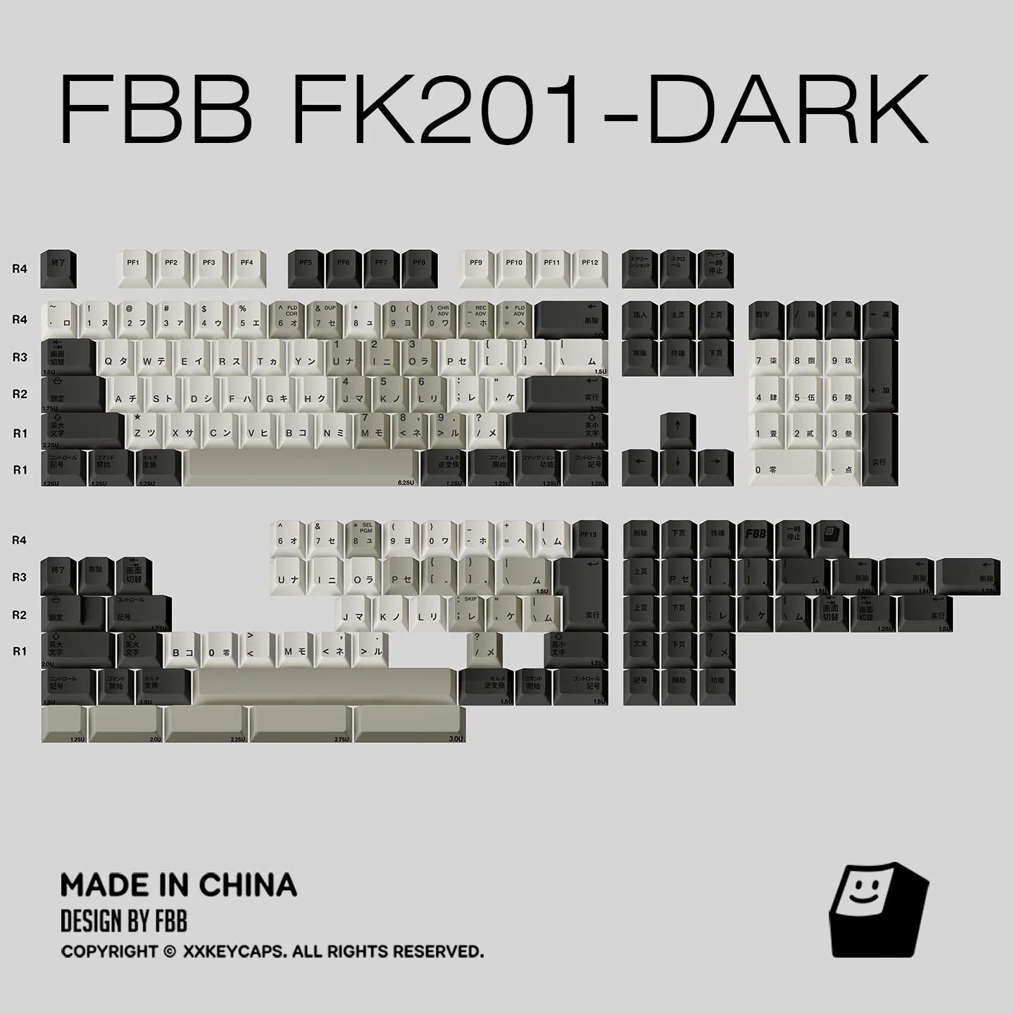 FBB fk201-DARK Keycaps Cherry Profile Dye sub PBT Keycap 174-Keys